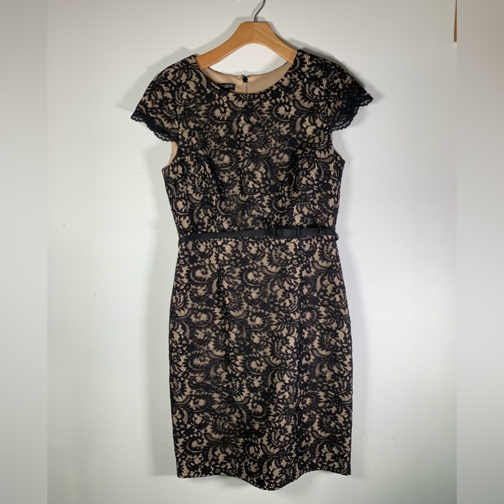 Talbots Cap‎ Sleeve Black Lace Overlay Cocktail Dress ~ Size 6 Petite